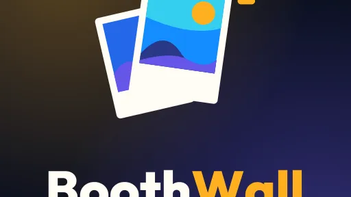 The first icon's band: two photo cards cut off at the top edge, and only the top half of the word BoothWall at the bottom edge